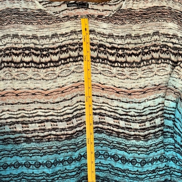GYPSY sheer Multicolour loose flowy SILK shirt Blouse size Medium - Picture 5 of 7